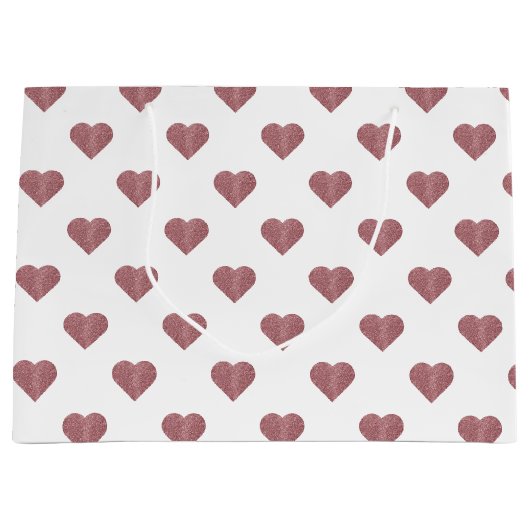 Glitter Roos Gold Hearts Witte achtergrond Groot Cadeauzakje (Voorkant)