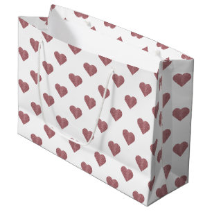 Glitter Roos Gold Hearts Witte achtergrond Groot Cadeauzakje