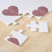 Glitter Roos Gold Hearts Witte achtergrond Legpuzzel (Zijkant)