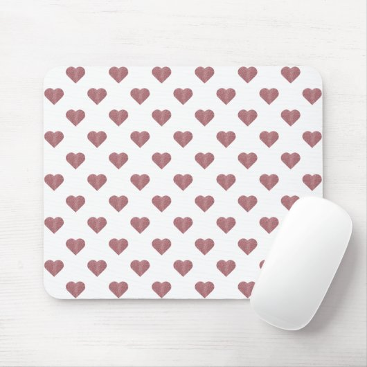 Glitter Roos Gold Hearts Witte achtergrond Muismat (Met muis)