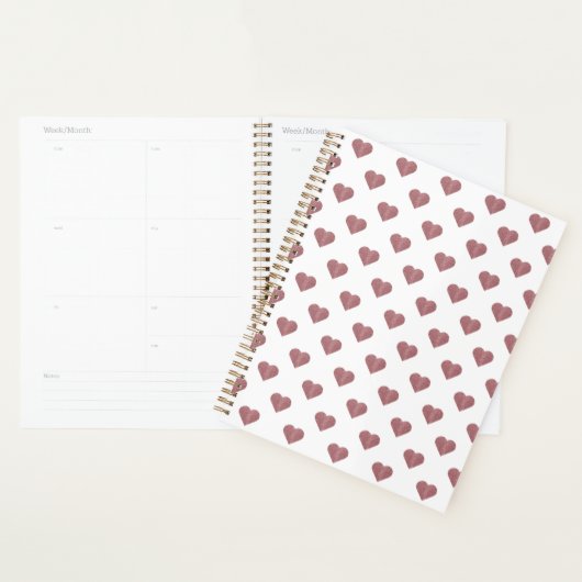 Glitter Roos Gold Hearts Witte achtergrond Planner (Display)