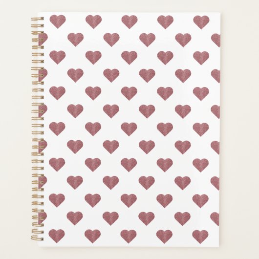 Glitter Roos Gold Hearts Witte achtergrond Planner (Voorkant)