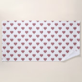 Glitter Roos Gold Hearts Witte achtergrond Strandlaken (Voorkant)