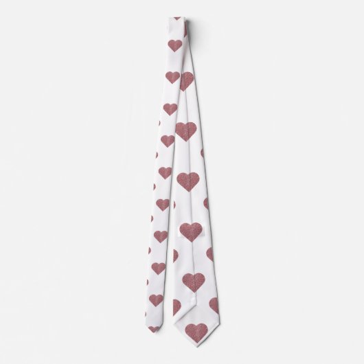 Glitter Roos Gold Hearts Witte achtergrond Stropdas (Achterkant)