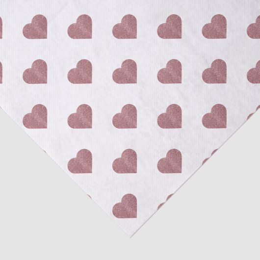 Glitter Roos Gold Hearts Witte achtergrond Tissuepapier (Detail)