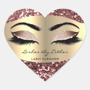 Glitter Roos Gold Lashes door Cleaner Heart Makeup Hart Sticker