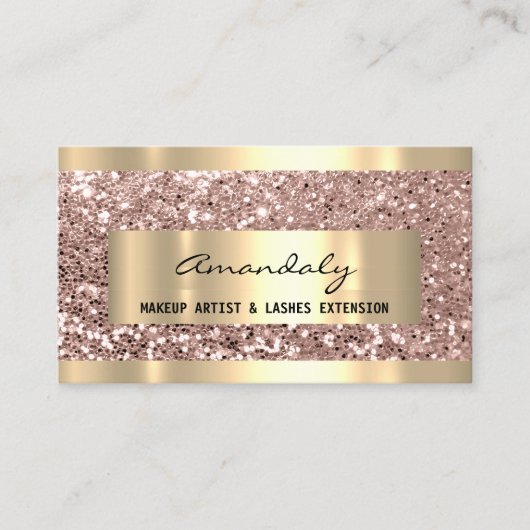 Glitter Roos Gold Lijst Event Planner make-up Visitekaartje (Voorkant)
