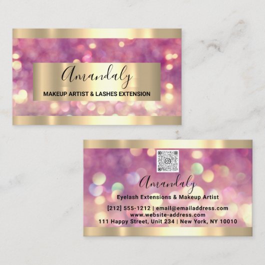 Glitter Roos Gold Lijst Planner Roze Visitekaartje (Voorkant / Achterkant)