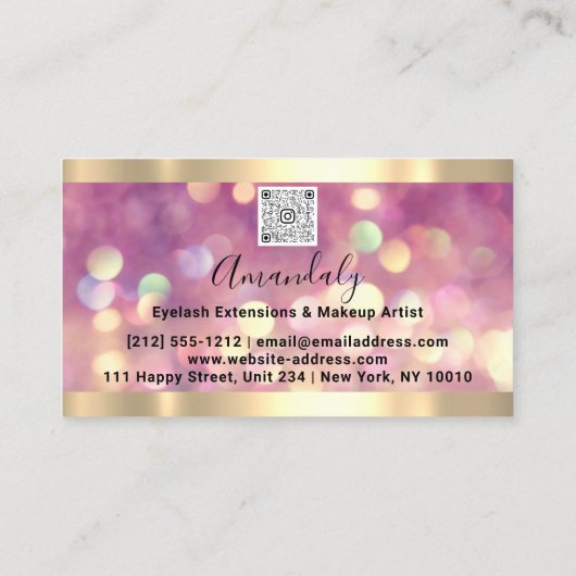 Glitter Roos Gold Lijst Planner Roze Visitekaartje (Achterkant)