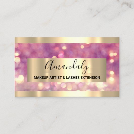 Glitter Roos Gold Lijst Planner Roze Visitekaartje (Voorkant)