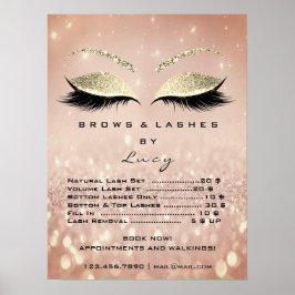 Glitter Roos Gold Makeup Eyes Lashes Prijslijst Poster