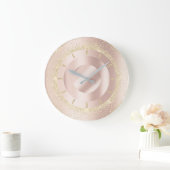 Glitter Roos Gold Metal Blush Beauty Lux Champaign Grote Klok (Huis)