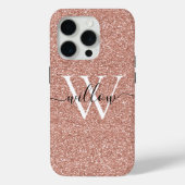 Glitter Roos Gold Monogram Case-Mate iPhone Case (Achterkant)
