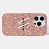 Glitter Roos Gold Monogram Case-Mate iPhone Case (Achterkant (horizontaal))