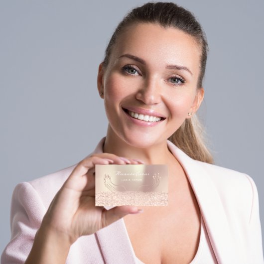 Glitter Roos Gold Nails Artist Appointment Card Afsprakenkaartje