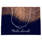 Glitter Roos Gold Name Blue Navy Bridal Copper Large Cadeautasje (Voorkant)