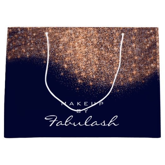 Glitter Roos Gold Name Blue Navy Bridal Copper Large Cadeautasje (Voorkant)