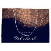 Glitter Roos Gold Name Blue Navy Bridal Copper Large Cadeautasje (Achterkant)