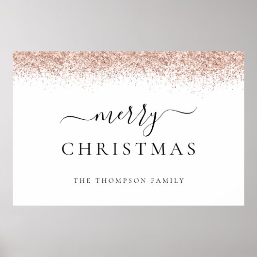 Glitter Roos Gold Name White Merry kerst Poster (Voorkant)