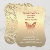 Glitter Roos Gold Quinceanera Kaart (Voorkant / Achterkant)