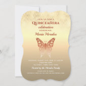 Glitter Roos Gold Quinceanera Kaart (Voorkant)