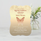 Glitter Roos Gold Quinceanera Kaart (Staand voorkant)