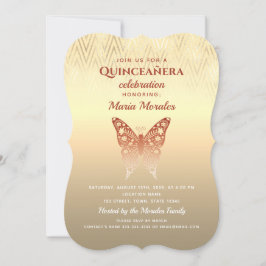 Glitter Roos Gold Quinceanera Kaart