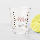 Glitter Roos Gold Sweet 16 Stippen Shot Glas (Voorkant)