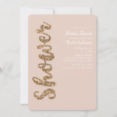 Glitter Roos Goud Blush Glam Vrijgezellenfeest Kaart (Voorkant)