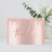 Glitter Roos goud druipt marmer Dank u Kaarten (Staand voorkant)