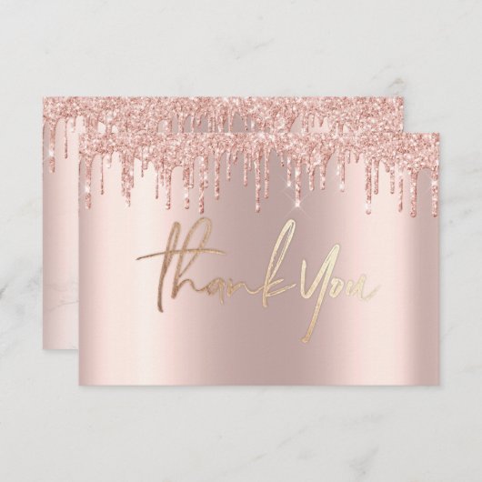 Glitter Roos goud druipt marmer Dank u Kaarten (Voorkant / Achterkant)