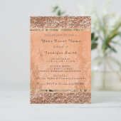 Glitter Roos Goud Koper Metallic Blush Bruids VIP Kaart (Staand voorkant)