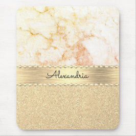 Glitter Roos Goud Marmer Gepersonaliseerd Muismat