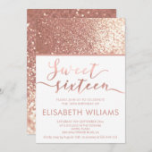 Glitter roos goud minimalistisch chic calligrafie kaart (Voorkant / Achterkant)
