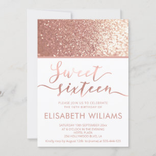 Glitter roos goud minimalistisch chic calligrafie kaart