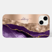 Glitter Roos Goud Paarse Agaat Sparkle Marmer Case-Mate iPhone Case (Achterkant (horizontaal))