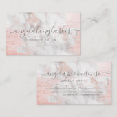 Glitter roos goudbruine roze marmer visitekaartje (Voorkant / Achterkant)