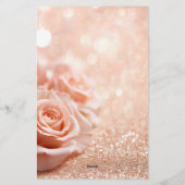 Glitter Roos Gouden Achtergrond en Roos Gouden Roz Briefpapier (Achterkant)