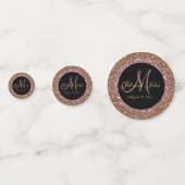 Glitter Roos Gouden Champagne Bruiloft Monogram Confetti (Voorkanten)