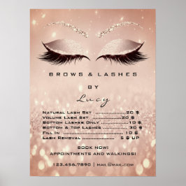 Glitter Roos Gouden make-up oogjes Prijslijst1 Poster