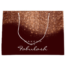 Glitter Roos Gouden Naam Bourgondië Bruidskoper Large Cadeautasje