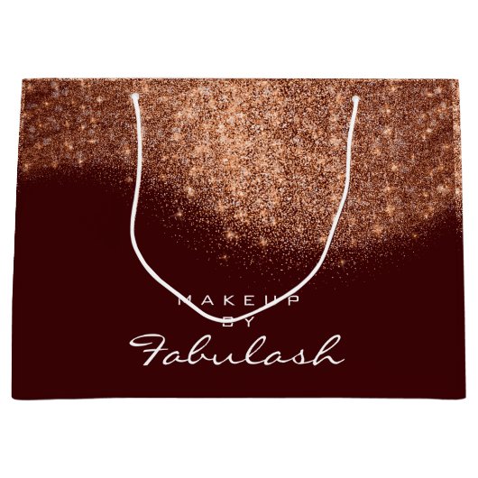 Glitter Roos Gouden Naam Bourgondië Bruidskoper Large Cadeautasje (Voorkant)