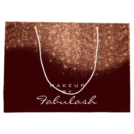 Glitter Roos Gouden Naam Bourgondië Bruidskoper Large Cadeautasje (Achterkant)