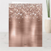 Glitter Roos Goudfolie Faux Glitter Monogram Kaart (Achterkant)