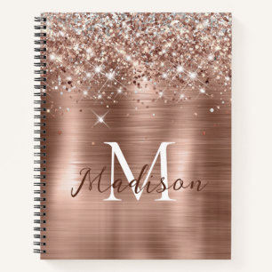Glitter Roos Goudfolie Faux Glitter Monogram Notitieboek