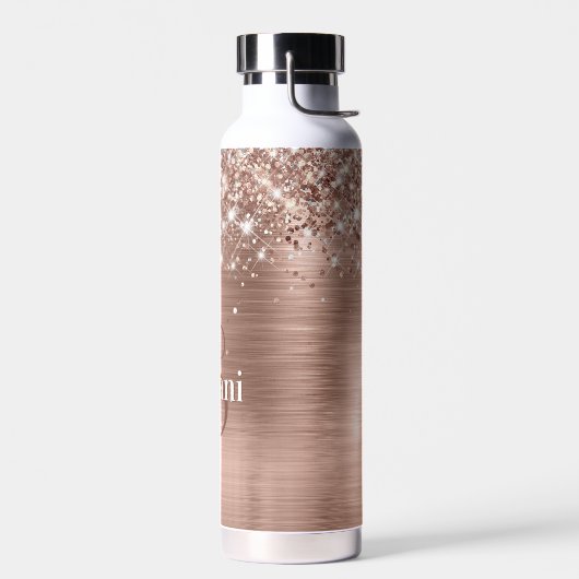 Glitter Roos Goudfolie Faux Glitter Monogram Waterfles (Links)