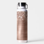 Glitter Roos Goudfolie Faux Glitter Monogram Waterfles (Achterkant)