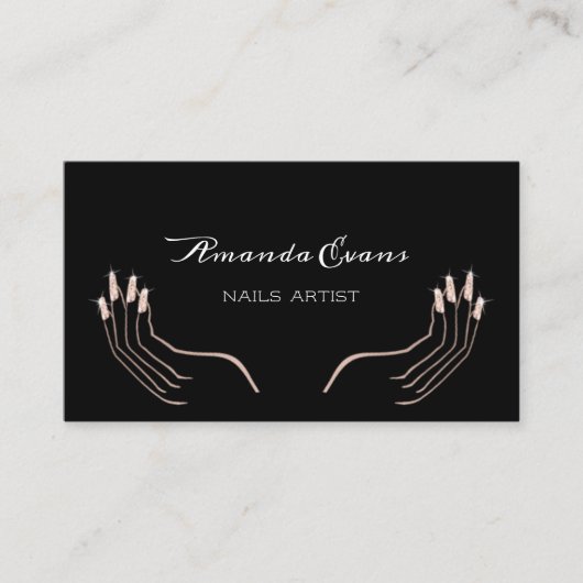 Glitter Roos Manicure Nails Artist Appointment Afsprakenkaartje (Voorkant)