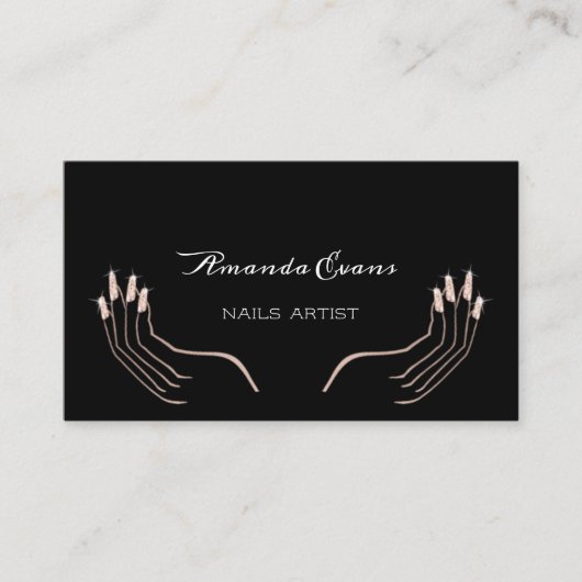 Glitter-Roos met een compacte nagelaarfunctie voor Afsprakenkaartje (Voorkant)