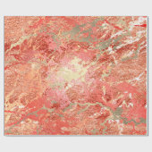 Glitter Roos Molten Coral Gold Marble Metallic Cadeaupapier (Vlak)